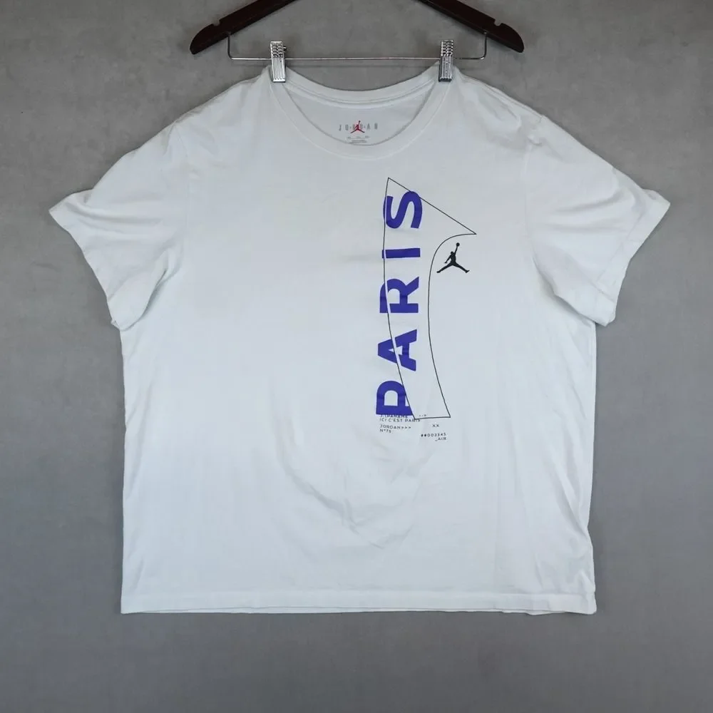 Air Jordan PSG Wordmark T-Shirt Paris Saint Germain Mens XXL Whhite